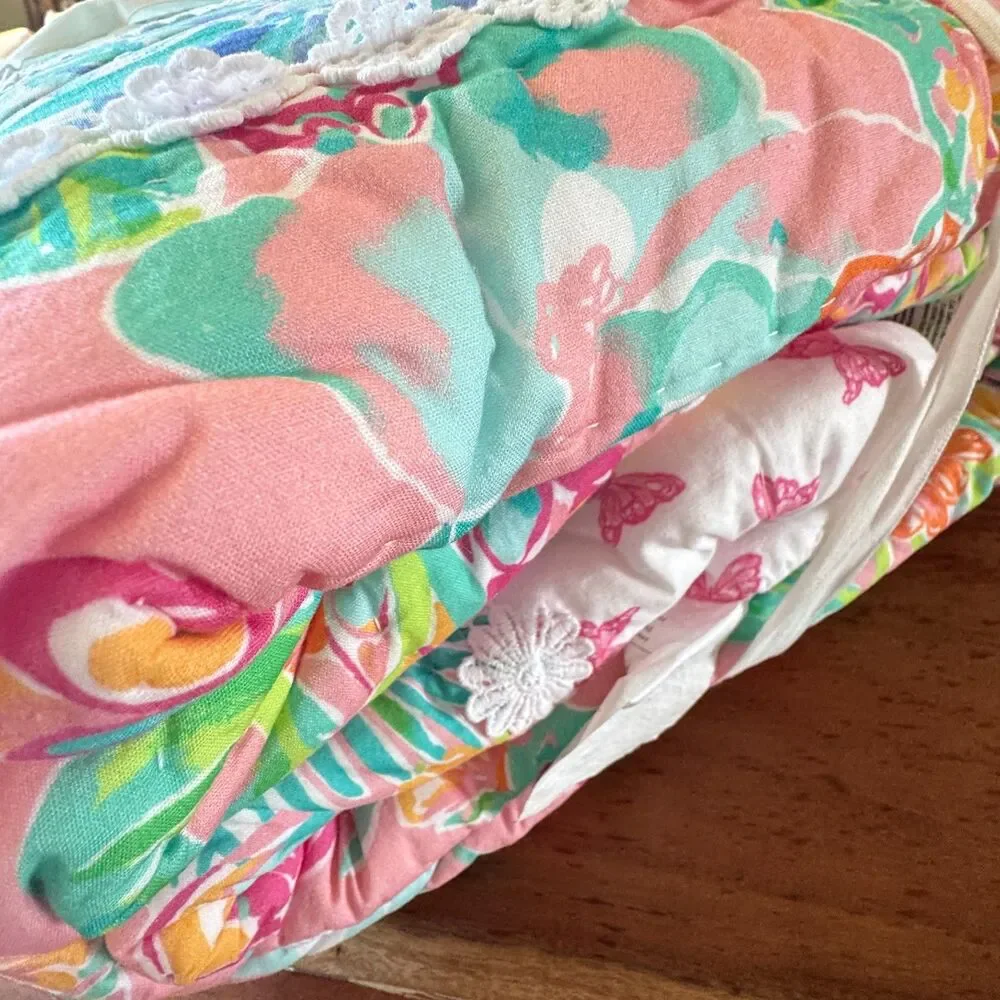 Pottery Barn Kids Lilly Pulitzer Patchwork Border Quilt Twin Size 100% Cotton